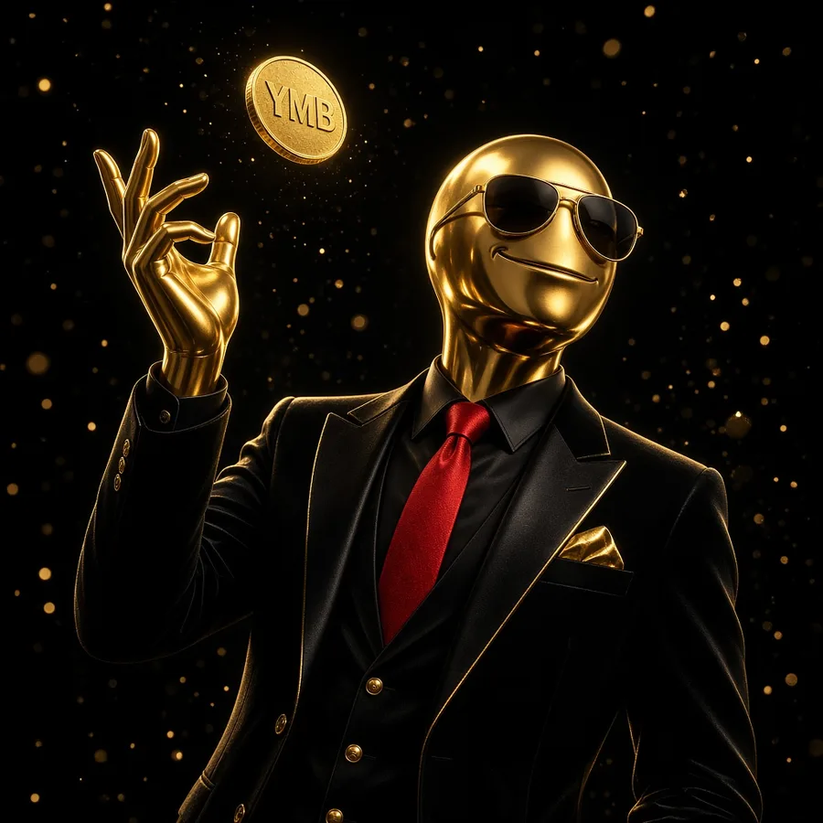 Smirking cartoon mascot in a suit and red tie